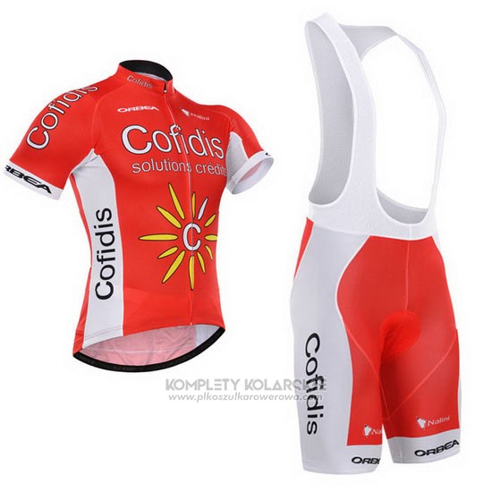 2015 Odziez Rowerowa Cofidis Czerwony Krotkie Rekawy i Rowerowe Szelkach